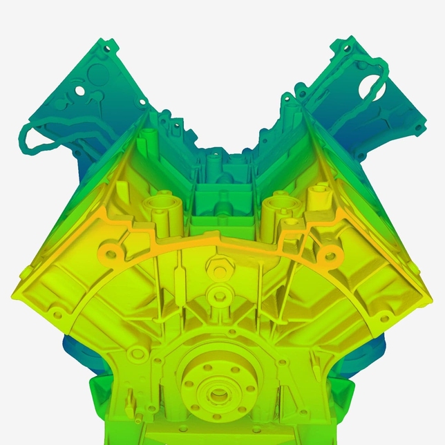 Distance color map to aid scanning.