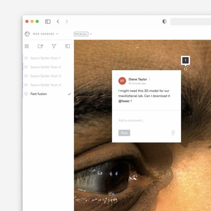 Artec Cloud for storing, sharing, and viewing 3D data