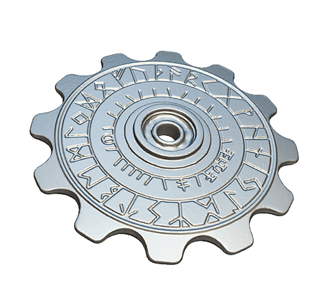 Cog fidget spinner with carvings
